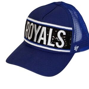 Kansas City Royals 47 Brand Sequin Logo Royal Blue Mesh Trucker Hat Snapback '47